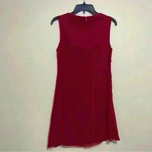 Adrianna Papell Dress Womens Red Shutter Pleated Layered Size 6 Party Cocktail - Picture 5 of 12